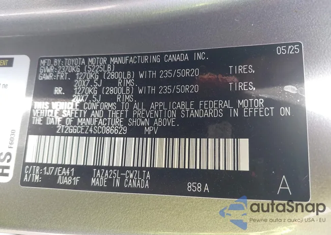 2T2GGCEZ4SC086629: 42650603