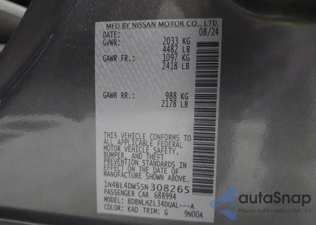 1N4BL4DW5SN308265: 42650643