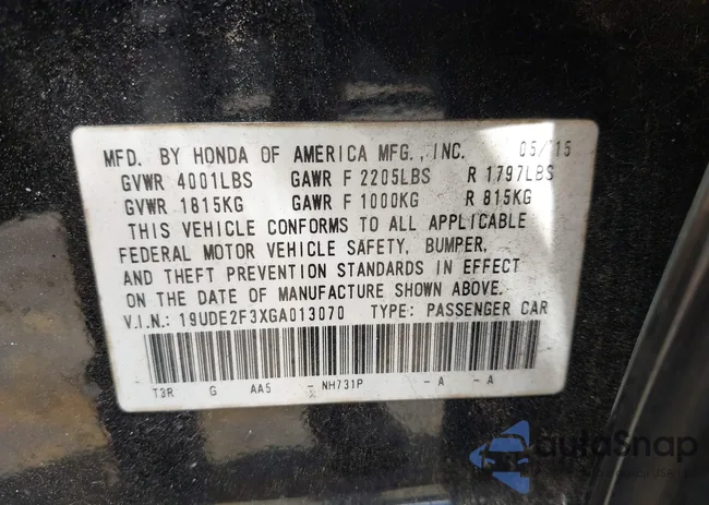 19UDE2F3XGA013070: 42650706