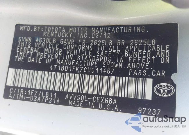 4T1BD1FK7CU011467: 42650793