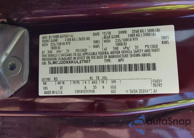 5LMCJ2D9XKUL27007: 42650853