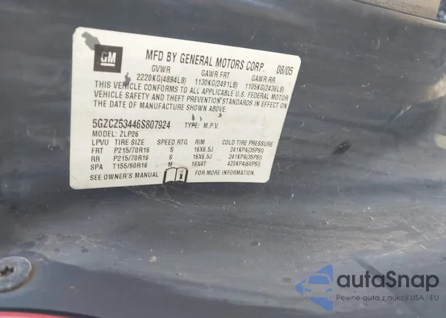 5GZCZ53446S807924: 42650110