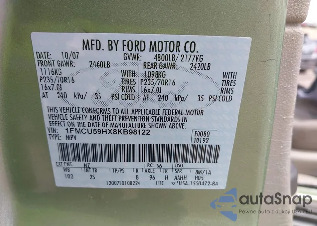 1FMCU59HX8KB98122: 42650207