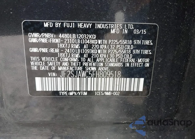 JF2SJAWC5FH809518: 42650220