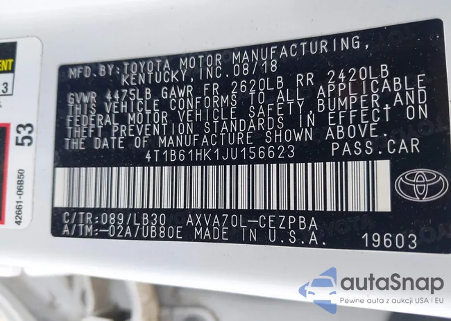 4T1B61HK1JU156623: 42651362