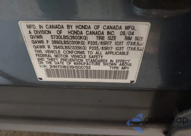 2HNYD18235H500752: 42651585