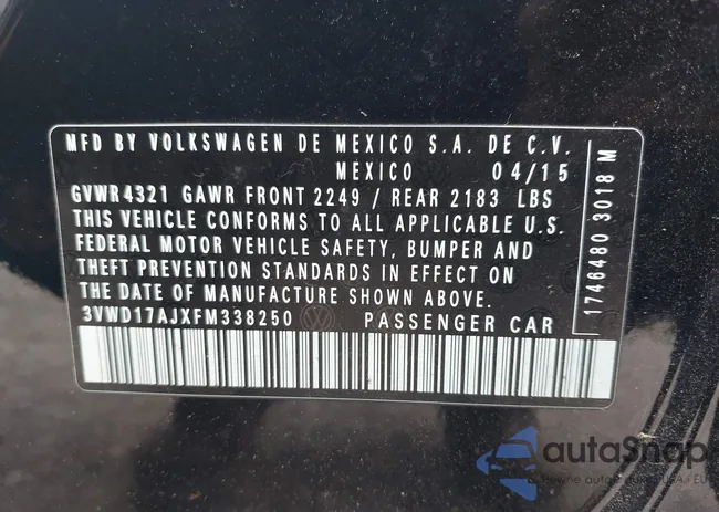 3VWD17AJXFM338250: 42651860