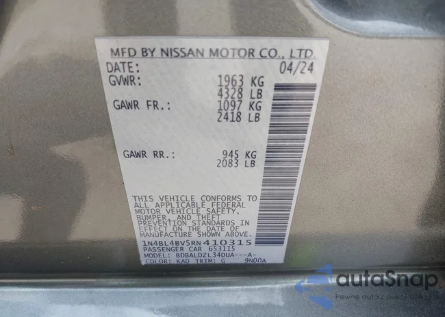 1N4BL4BV5RN410315: 42651008