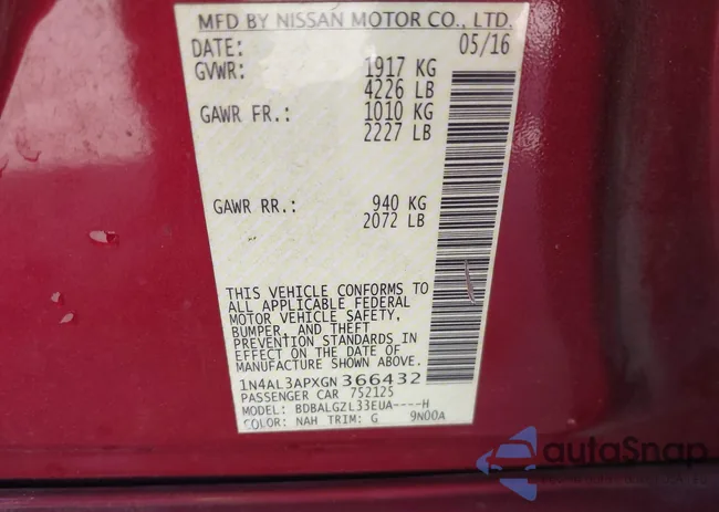 1N4AL3APXGN366432: 42651105