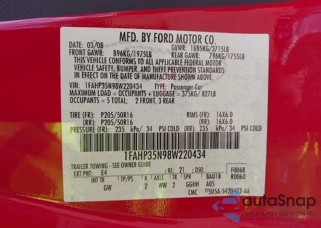 1FAHP35N98W220434: 42652401