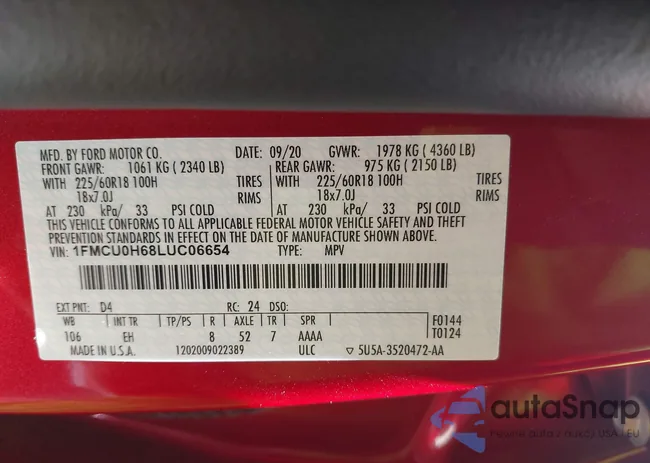 1FMCU0H68LUC06654: 42652445