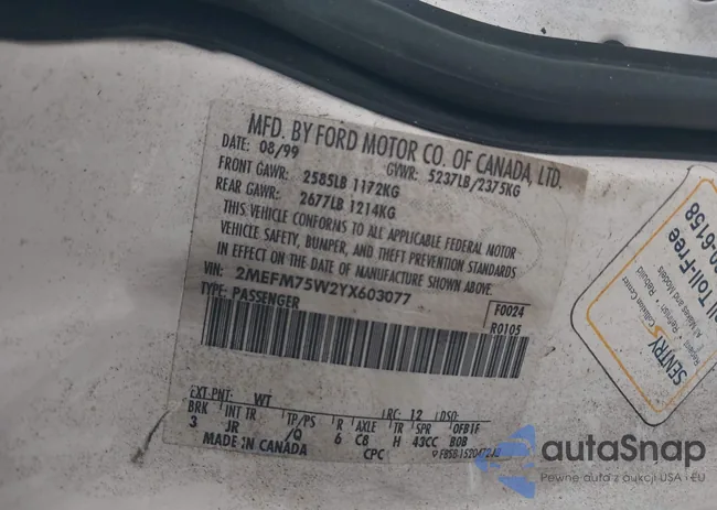 2MEFM75W2YX603077: 42652585