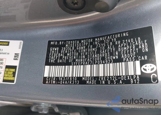 5YFEPRAE7LP094923: 42652665