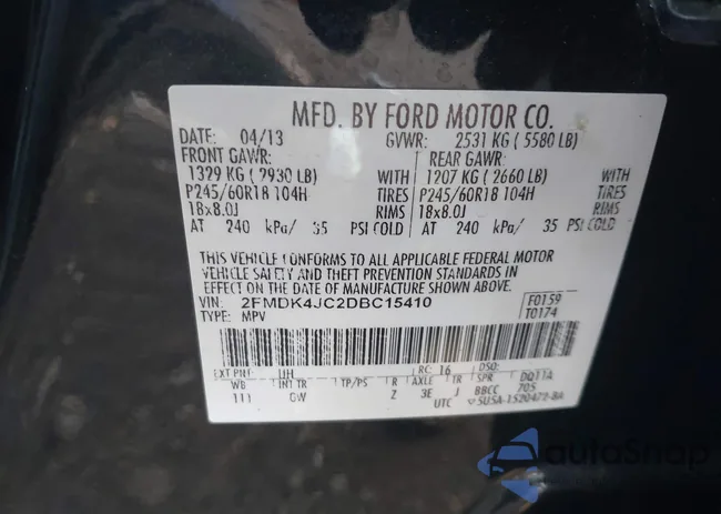 2FMDK4JC2DBC15410: 42652338