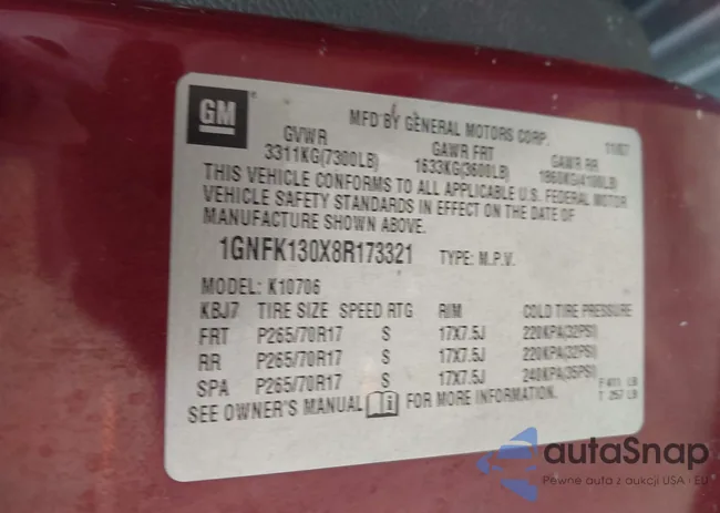 1GNFK130X8R173321: 42652960