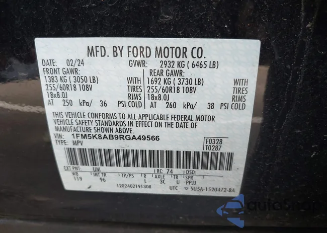 1FM5K8AB9RGA49566: 42653077