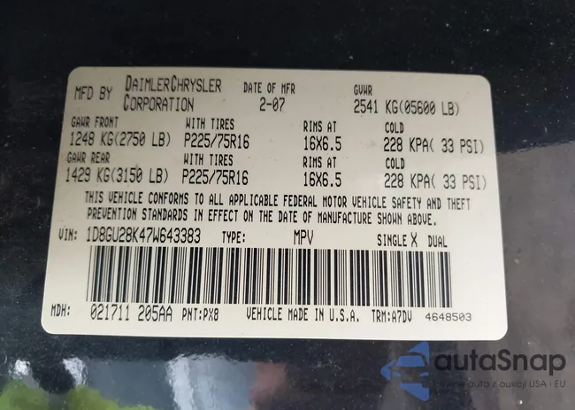 1D8GU28K47W643383: 42654432