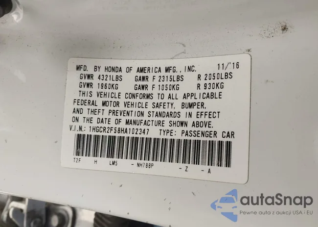 1HGCR2F58HA102347: 42654480