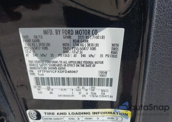 1FTFW1CFXDFD45067: 42654564