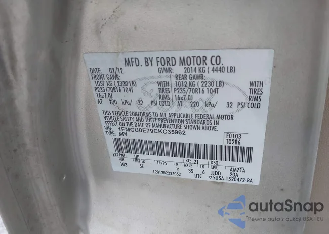 1FMCU0E79CKC35962: 42654639