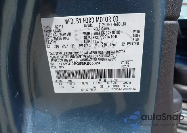 1FMCU9EG5BKB65329: 42654677