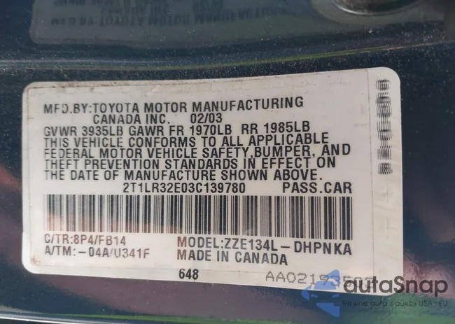 2T1LR32E03C139780: 42655478