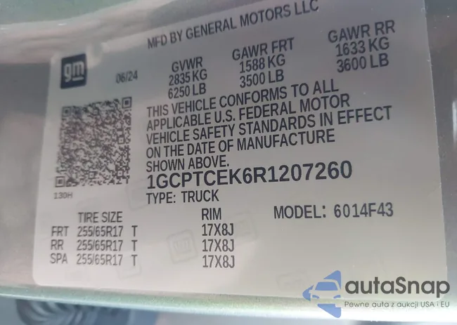 1GCPTCEK6R1207260: 42655792