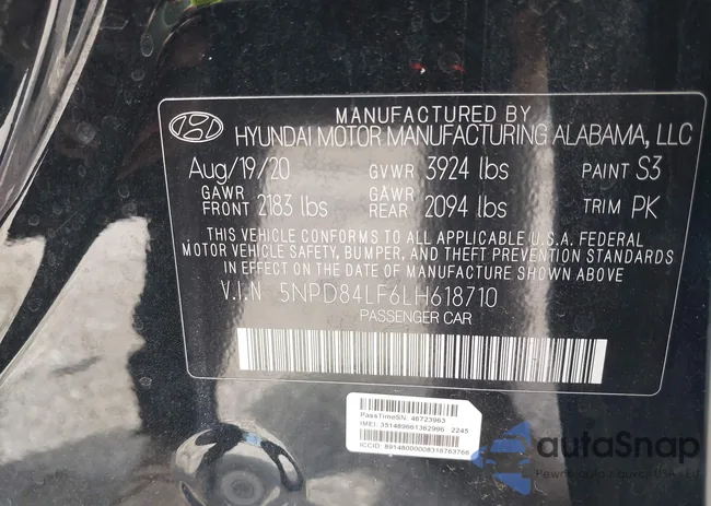 5NPD84LF6LH618710: 42655014