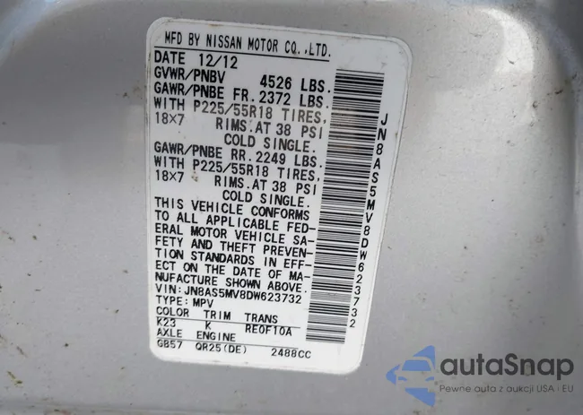 JN8AS5MV8DW623732: 42655237