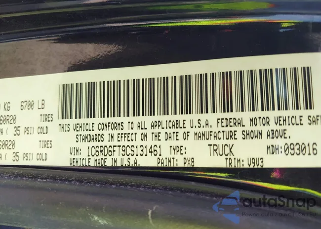 1C6RD6FT9CS131461: 42656485