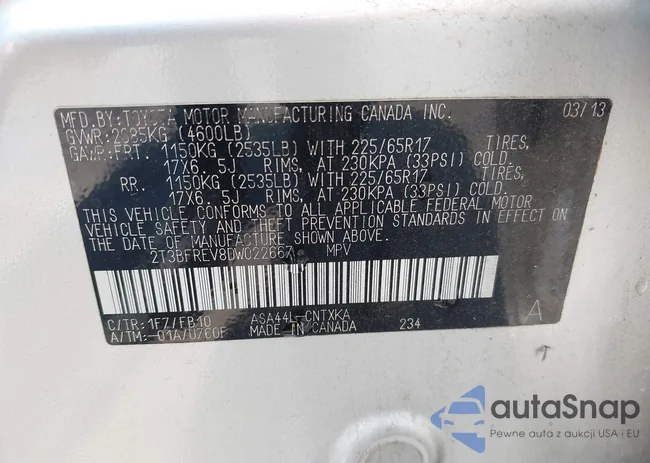 2T3BFREV8DW022667: 42656611