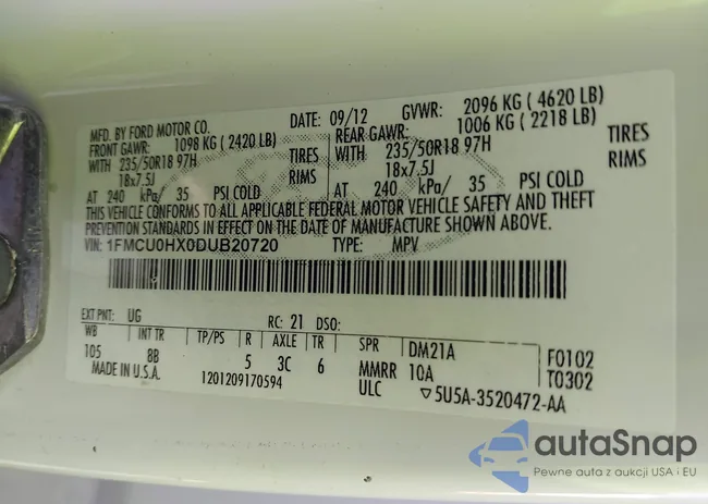 1FMCU0HX0DUB20720: 42656682