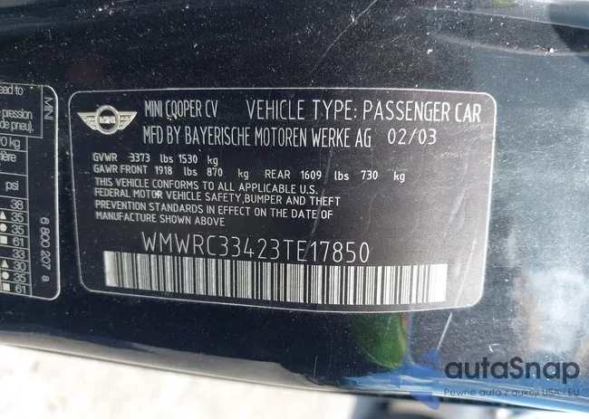 WMWRC33423TE17850: 42656810