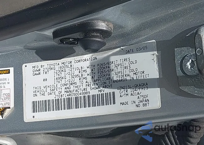 JTEBT14R050049989: 42656109