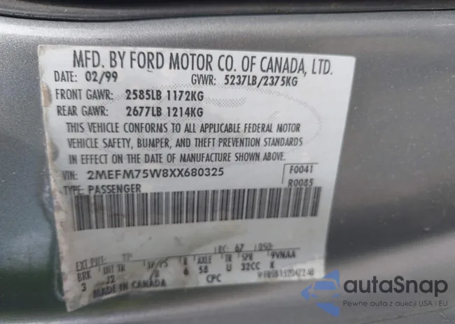 2MEFM75W8XX680325: 42656123