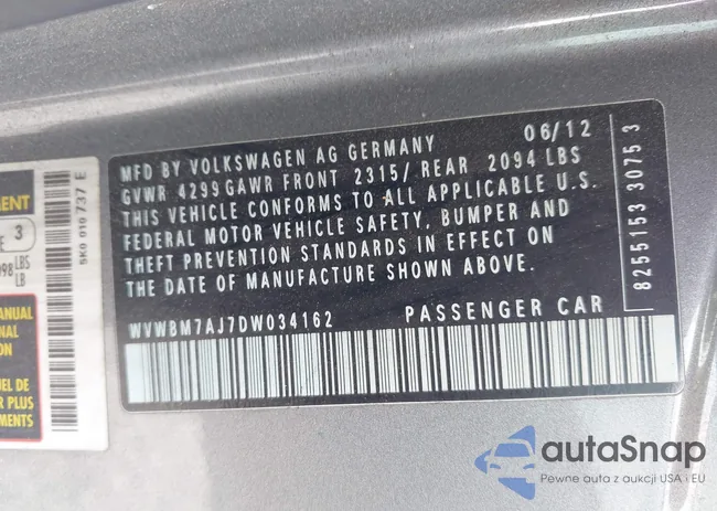 WVWBM7AJ7DW034162: 42656171