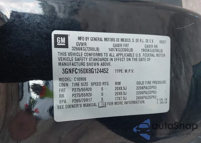 3GNFC160X8G124452: 42656235