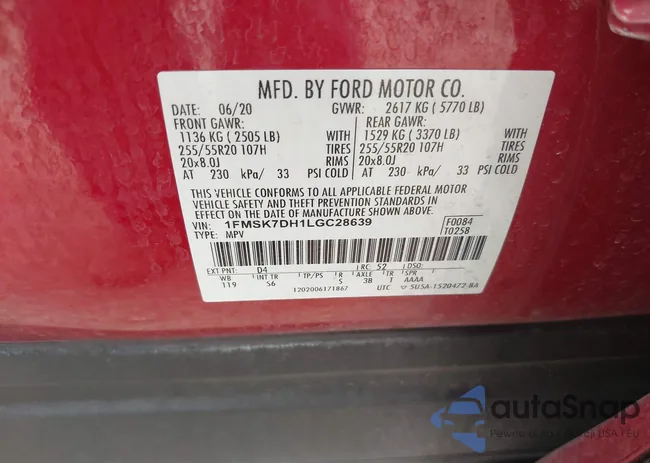 1FMSK7DH1LGC28639: 42656252