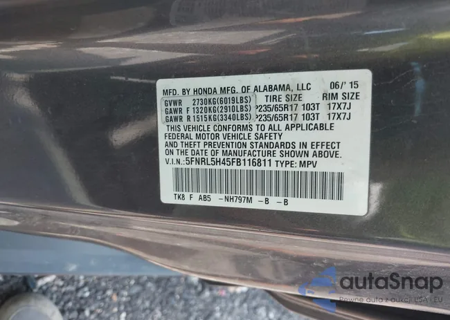 5FNRL5H45FB116811: 42656270