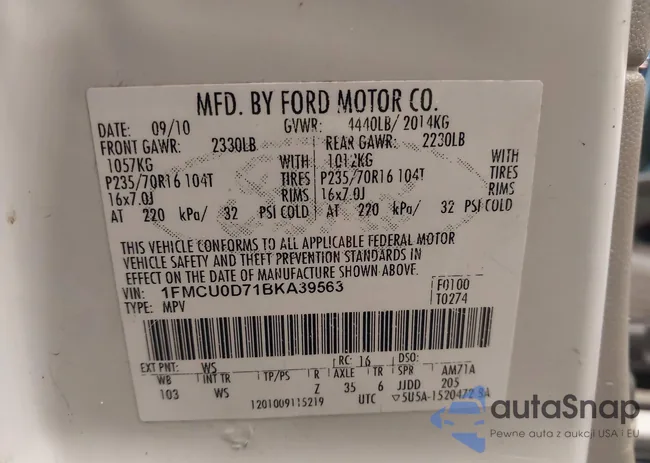 1FMCU0D71BKA39563: 42657374