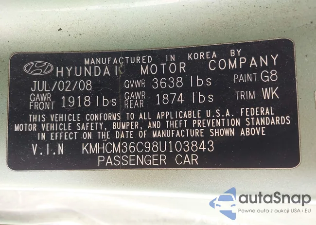 KMHCM36C98U103843: 42657397