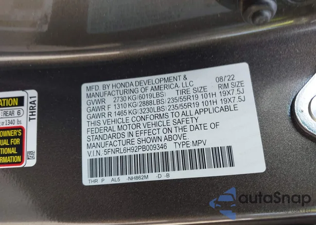 5FNRL6H92PB009346: 42657430