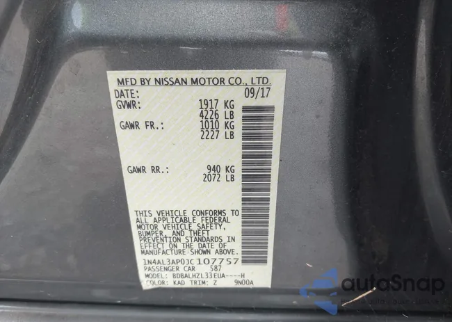 1N4AL3AP0JC107757: 42657432