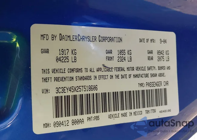 3C3EY45X25T518606: 42657495