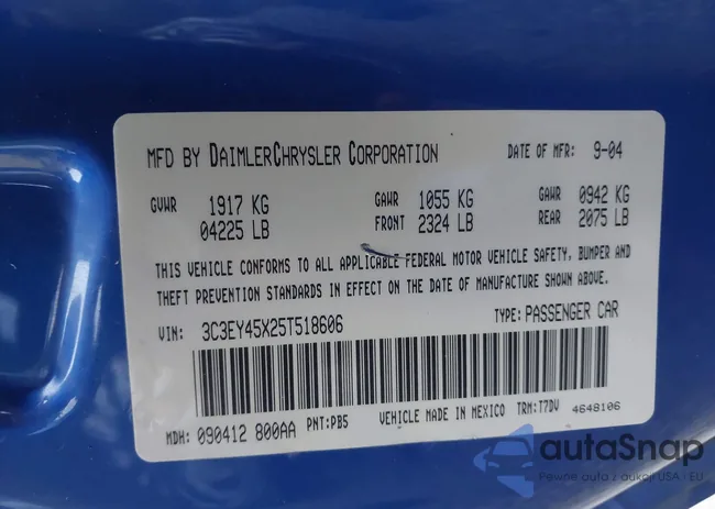 3C3EY45X25T518606: 42657495