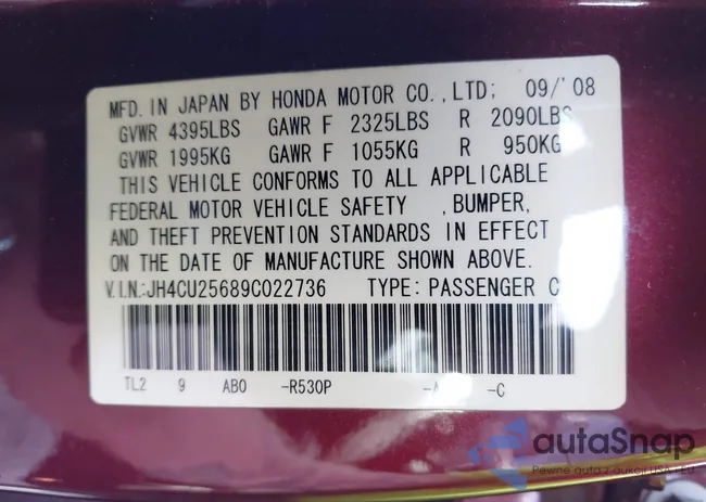 JH4CU25689C022736: 42657546