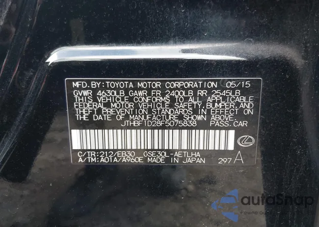 JTHBF1D28F5075838: 42657555