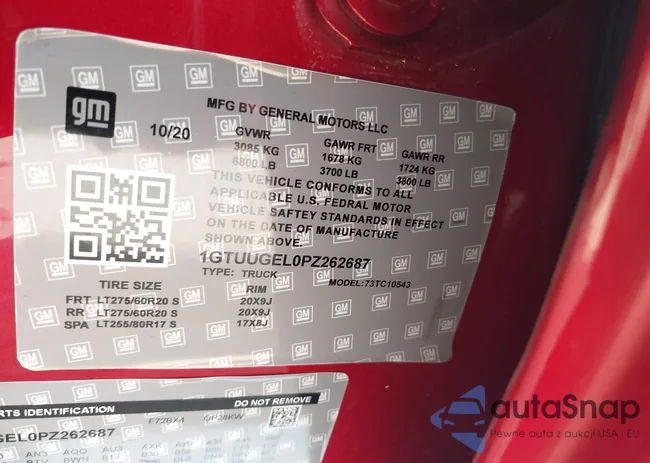 1GTUUGEL0PZ262687: 42657575