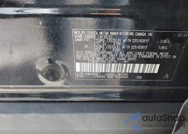 2T3W1RFV5MC130714: 42657663