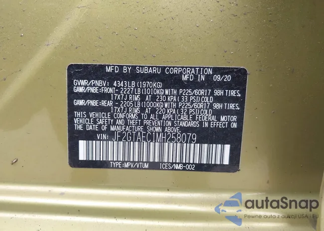 JF2GTAEC1MH258079: 42657678